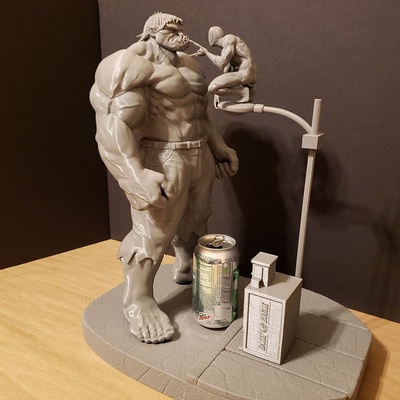 hulk homem aranha diorama 3d impressão modelo stl 3d print model - Mito3D