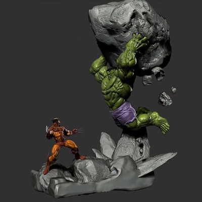 hulk vs carcaju diorama 3d impressão modelo stl 3d print model - Mito3D