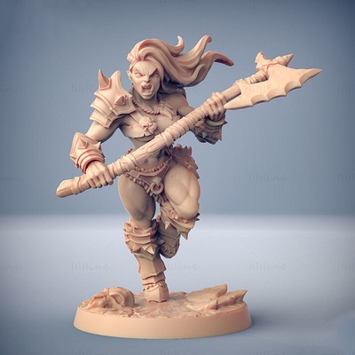 orc barbarian lady 3d model ready to print stl 3d print model - Mito3D