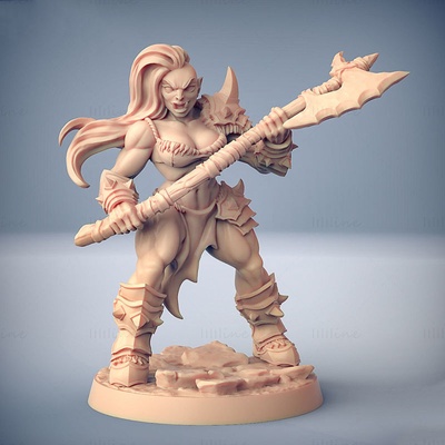 orc barbarian lady 3d printing model stl 3d print model - Mito3D