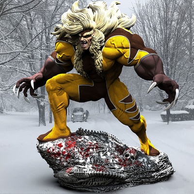 sabretooth statues 3d model ready to print xmen statue collectibles games toys gamestoys 3d print model - Mito3D