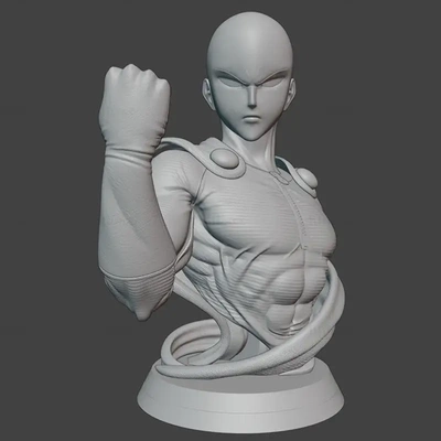 saitama busto 3d impresión modelo stl 3d print model - Mito3D