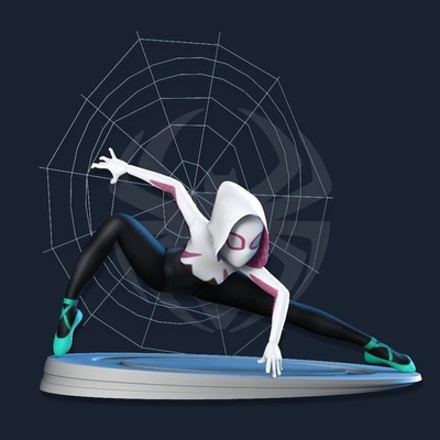 spider gwen statues 3d model ready to print spiderman stacy pose figure spiderwoman spydergwen cartoon diorama gamestoys animefigure cartoonman 3d print model - Mito3D