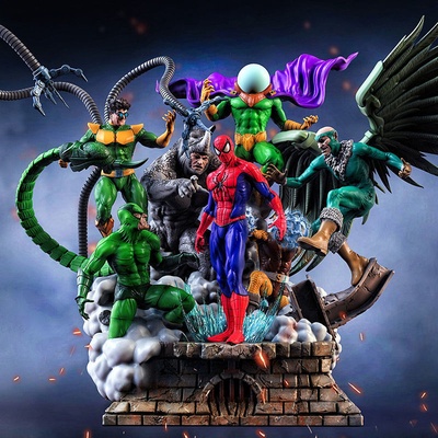 spiderman diorama 3d model ready to print sinister figurines spider man doctor octopus mysterio rhino shoker scorpion art games toys miniatures sanix morales marvel statue collectible gamestoys sculpture stl 3d print model - Mito3D