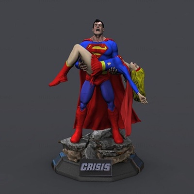 superman crisis 3d model ready to print stl supergirl statue justice league superhero comic hero sculpture cartoon book art sculptures 3d print model - Mito3D