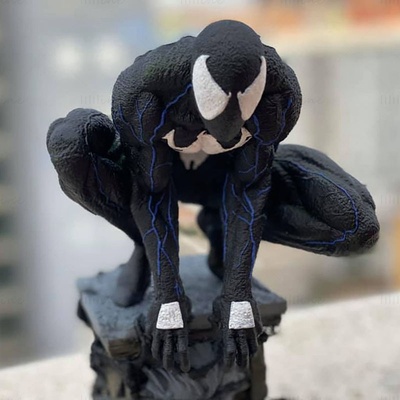 symbiote homme araignée statue 3d modèle prêt to impression stl venin sombre noir merveille vengeurs gothique tombeau tombe art sculptures jeux jouets carnage no accueil maison bandes dessinées dynamique pose fanart action figure fdm résine miniatures figurines sculpture super héros black man 3d print model - Mito3D