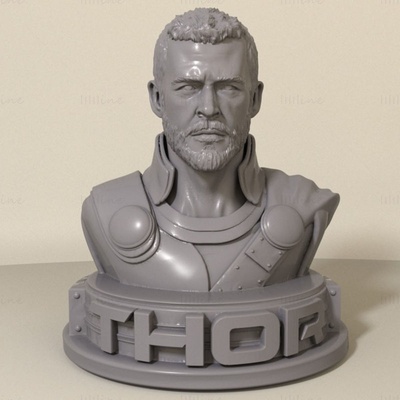 thor busto 3d modelo listo to impresión stl odinson vengadores final infinito guerra mcu maravilla historietas hemsworth superhéroes arte esculturas héroe cómic 3d print model - Mito3D