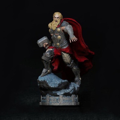 thor wunder statuen 3d modell bereit to drucken stl hammer superheld rächer statue skulptur donner fantasie auge asgard wikinger miniaturen comic figuren actionfiguren sammlerstücke digitale kunst drucken harz sammlung one eyed 3d print model - Mito3D