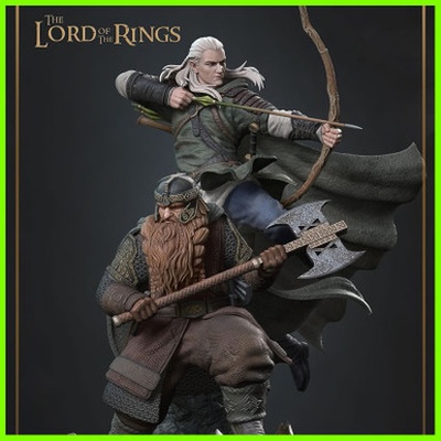 gimli legolas lord of rings statue - stl file 3d print 3d print model - Mito3D