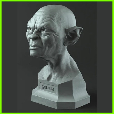 gollum buste Seigneur anneaux 3D print model - Mito3D
