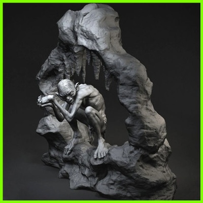 gollum seigneur of anneaux statue stl fichier 3d impression 3d print model - Mito3D