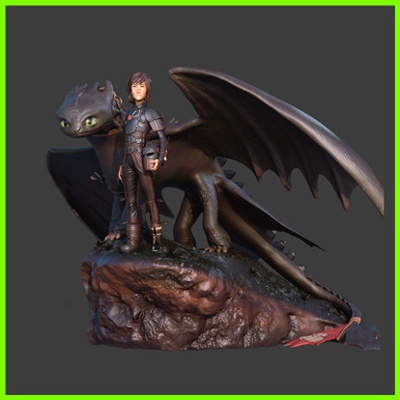 hiccup toothless to train dragon statue - stl file 3d print 3d print model - Mito3D