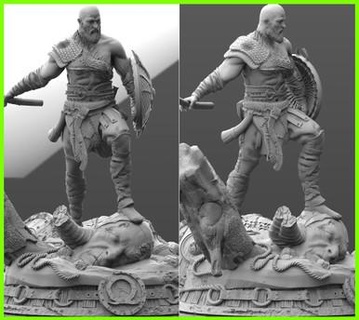 kratos Dios guerra estatua 3d print model - Mito3D