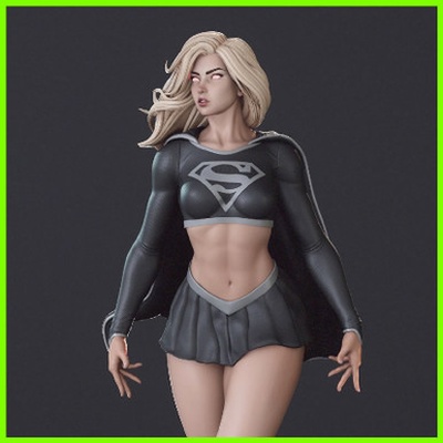 süper kız siyah takım elbise heykel stl dosya 3d yazdır 3d print model - Mito3D