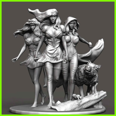 trio principesse statua 3D print model - Mito3D