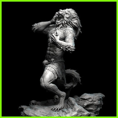 hombre lobo estatua stl expediente 3d impresión 3d print model - Mito3D