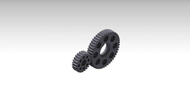 gear pair i 2 a 45 mm by amerdo education engineering geartech zahnrad getriebe stirnrad geradverzahnung spurgearing spurgear transmission 23 46 teeth gearbox 10 geardesign 3d print model - Mito3D