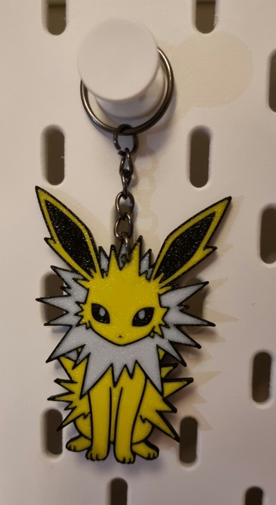 pokemon jolteon keyring keychain by hectic prints 3d toys & games characters key ring chain accessory 3d print model - Mito3D