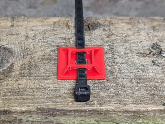 zip tie mount block by spud2077 hobby & diy electronics cable tidy holder ziptie pad wire 3d print model - Mito3D