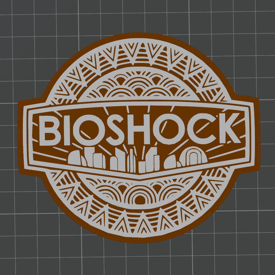 bioshock logo by mr3dcraft art 2d ravissement gros papa colleuses jeu coaster aimant mur 3D print model - Mito3D