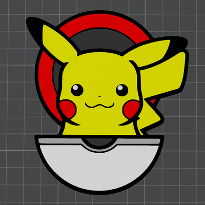 pokebola pikachu pokémon by mr3dcraft arte 2d capricho nintendo montanha russa jogos bambu ams magnético parede 3d print model - Mito3D