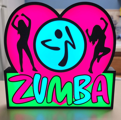 zumba lightbox by brianstan arte segni loghi danza esercizio festa luce scatola luci notturne 3d print model - Mito3D