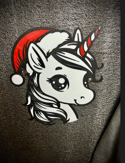 christmas unicorn by wagzprintz art 2d wagz santa 3d print model - Mito3D