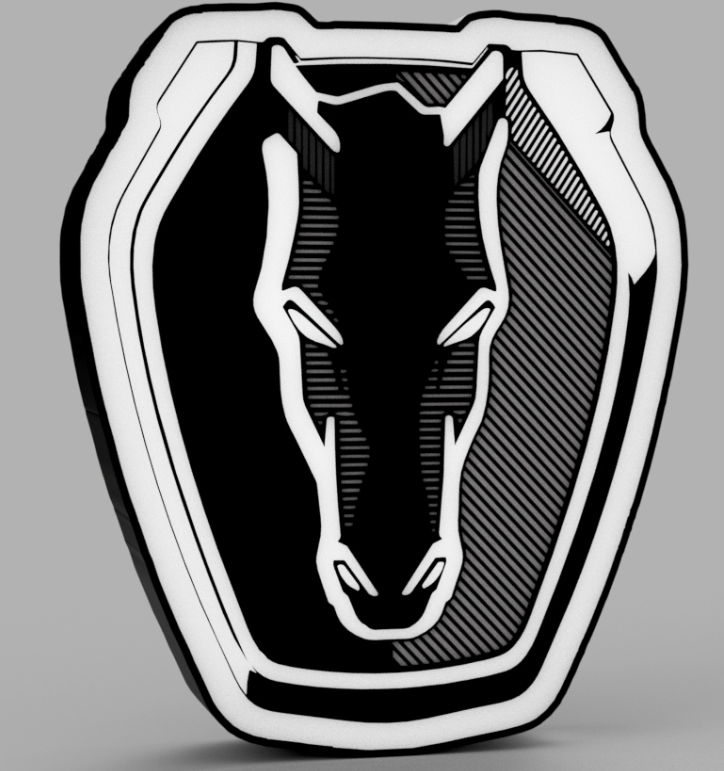 gué mustang sombre cheval emblème led lampe by beetee 3d art panneaux logos ford mustang voiture sports muscle prime coupé moteur logo lumière boîte boite 3D print model - Mito3D