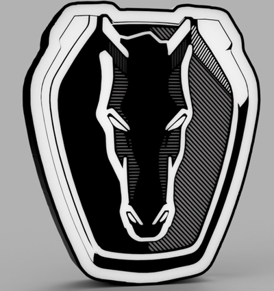 vau mustang sombrio cavalo emblema conduziu luminária by beeee 3d arte sinais logotipos ford mustang carro esportes músculo prêmio cupê motor logotipo lâmpada led luz caixa automóvel 3d print model - Mito3D