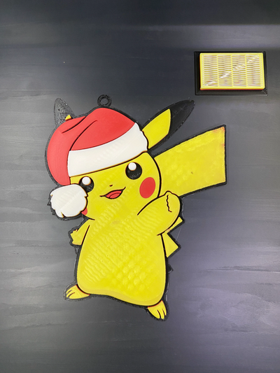 cor natal enfeite forja chapéus pikachu papai noel chapéu by jsalonis generativo 3d modelo litofano pokémon pintura filamento nintendo multicolorido quadricolor 3d print model - Mito3D