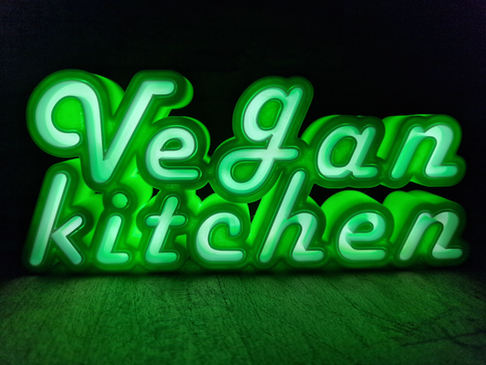 vegano cocina lámpara by nicola manga arte señales logos lampada led escrito enseña logo ornamento 3d print model - Mito3D