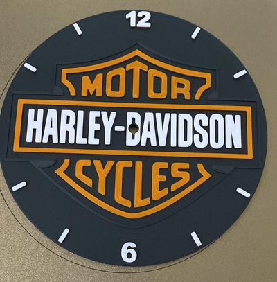 harley-davidson clock by dllab household decor orologio harley davidson motocycle moto garage 3d print model - Mito3D