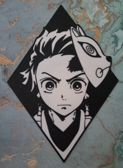 demonio asesino kimetsu yaiba tanjiro pared arte by thewallartguy 2d demonios anime manga kimetsunoyaiba kamado 3d print model - Mito3D