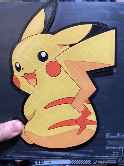 farbe hutschmiede pikachu mehrfarbig by jsalonis generativ 3d modell lithophan pokémon wandkunst filamentmalerei vierfarben 3d print model - Mito3D