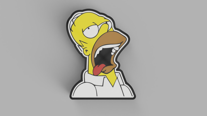 homer simpson lightbox led lamp by nico91 art signs & logos simpsons light ledlamp ledbox wallart decoration mancave 3d print model - Mito3D