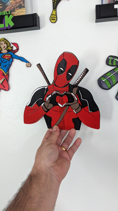 dead pool mur art by standitupstore 2d carcajou merveille bande dessinée livre bandes dessinées cœur gamins bambu prusa valentines vday cadeau idée forge chapeaux 3d print model - Mito3D