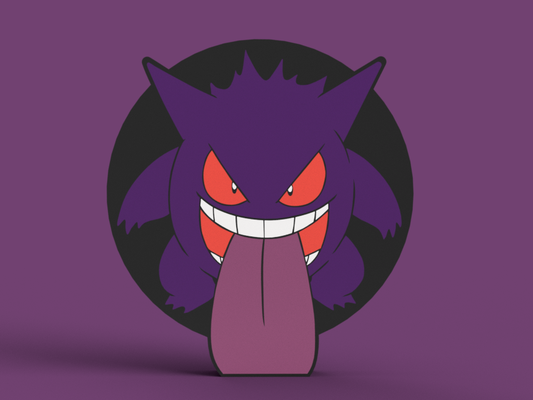 gengar lightbox by sitsero art signs & logos pokemon light lamp ghastly haunter evolution multicolor ams led anime kid child pikachu ghost poison type poke animation series game videogame fan wall desk desktop nintendo purple 3d print model - Mito3D