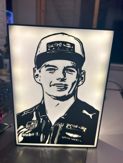 max verstappen retrato caixa luz by antoinehendrick1987 arte sinais logotipos formula1 placa logotipo 3d print model - Mito3D