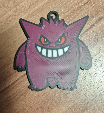 gengar pokemon keychain by mholicky art 2d pokeball mmu ams bambu ams3 colors multicolor multimaterial 3d print model - Mito3D