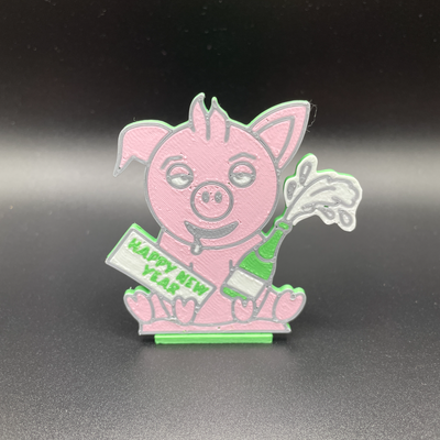 heureux an ivre porc by lilex art modèles chanceux charme 2024 cochon porte bonheur fête neu nouveau 3d print model - Mito3D