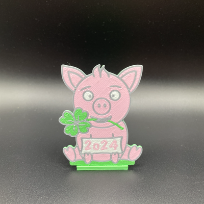 glücklich schwein by abonnieren kunst modelle glücklich charme 2024 party gluecksbringer neu neujahr neues 3d print model - Mito3D