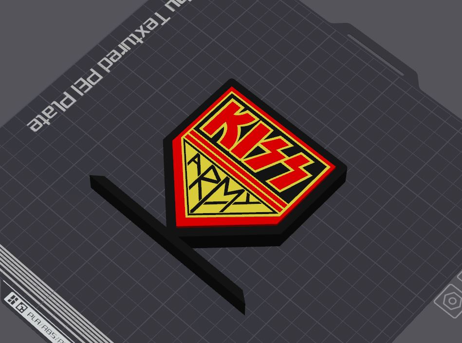 beijo exército logotipo by 5kyrunn3r arte sinais logotipos banda gene simmons rocha metal difícil pesado eua américa glamour ams pronto 3D print model - Mito3D