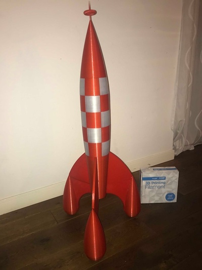 tin rocket 1 05 meter by frank v1 hobby & diy vehicles kuifje kuifjeracket tintinonthemoon tintinrocket tintin 3d print model - Mito3D