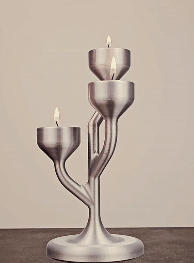 candle holder 3 tea lights by curiouscoon art models candlestick christmas stand christmasdecoration candleholder tealight teacandle candles sleek moderndesign candlestand christmascandlestick teawarmer 3d print model - Mito3D