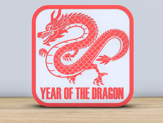 lunar year - of dragon square coaster by jf-699 household festivities years eve 3d print decor home decorations 2024 decoration party chinese year2024 3d print model - Mito3D