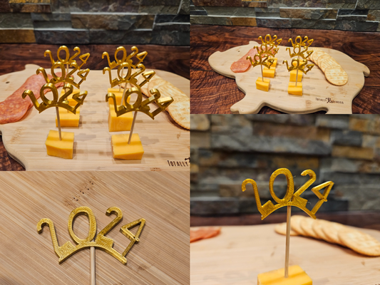 2024 toothpick toppers by doodleprinting household festivities topper party newyear newyear2024 3d print model - Mito3D