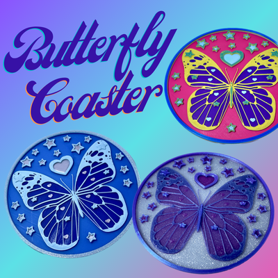 kelebek bardak altlığı yeniden karıştırılmış by pezliz ev halkı dekor altlıkları drinkcoaster kelebekler renkler mariposa papillon 3d print model - Mito3D