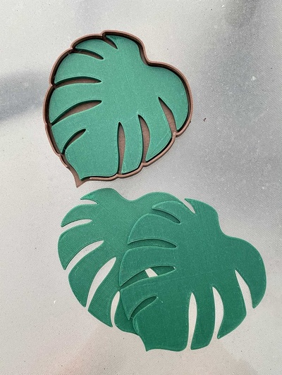 monstera coasters by chipped builds household house models monster thingiverse plants leaf 3d print model - Mito3D