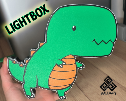 t rex lightbox lampada by valda3d domestico arredamento trex dinosauro guidato multicolore ams giurassico parco chibi 3d print model - Mito3D