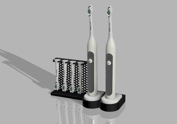 philips sonicare 7300 double support 4 pinceaux miel by pursoft outils organisateurs brosse titulaire soutien 3d print model - Mito3D